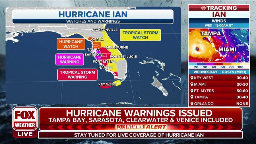 Tampa Bay, Florida area under Hurricane Warning