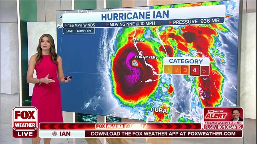 Ian strengthens with winds at 155 mph, nearly Category 5 hurricane