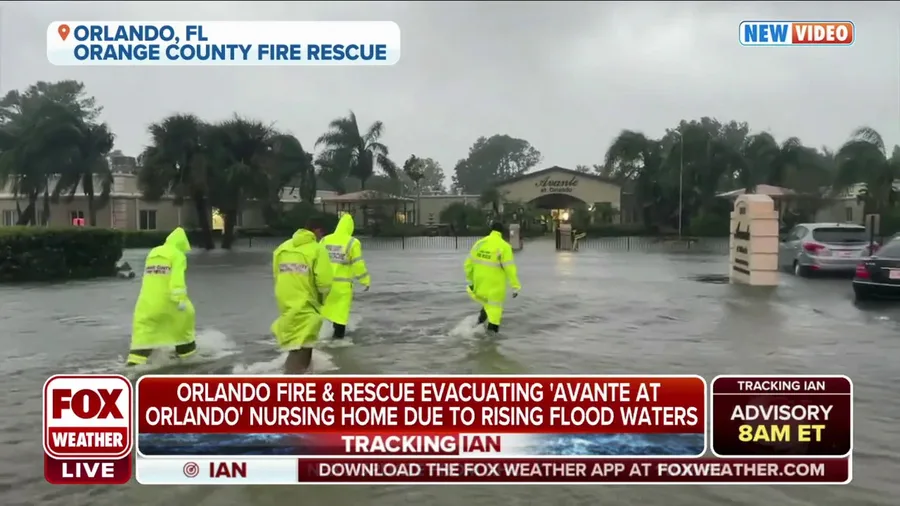 Firefighters evacuating Orlando nursing home due to rising flood waters from Ian