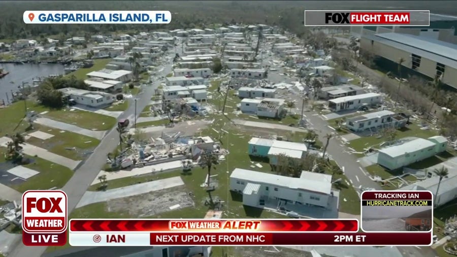 Drone video shows destroyed mobile home park on Gasparilla Island, Florida