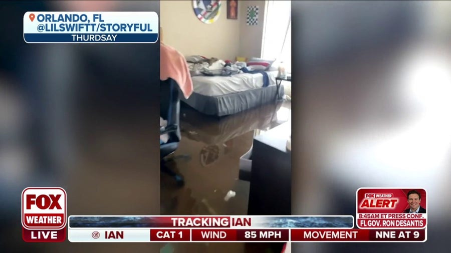 Flood waters from Hurricane Ian rush into Orlando apartment