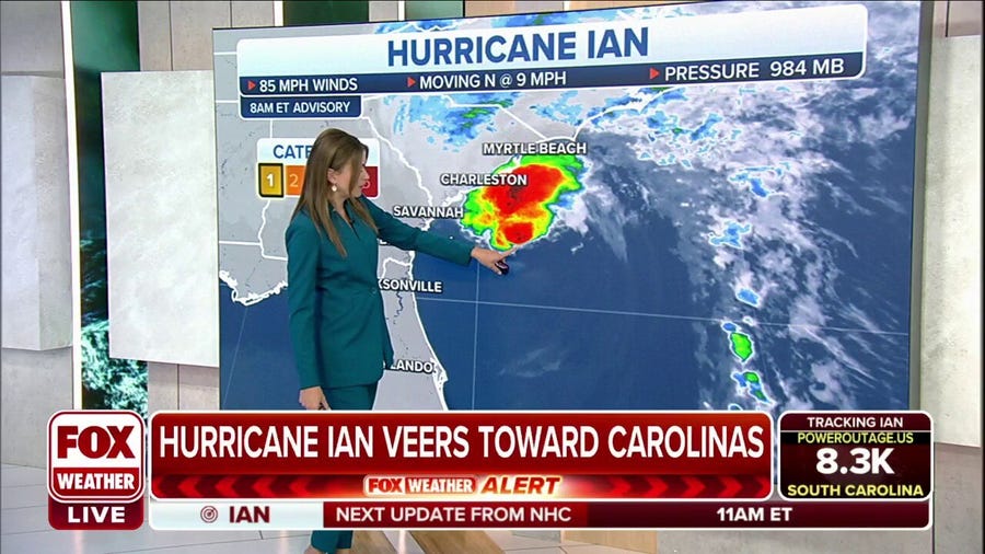 Hurricane Ian veering towards Carolinas as Category 1 storm