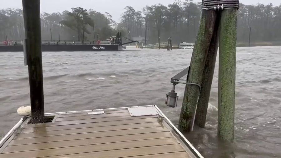 Fierce winds and storm surge at South Island Landing in South Carolina