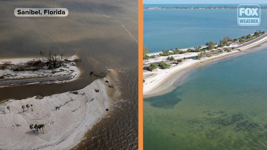 Before and after satellite photos from Florida coast