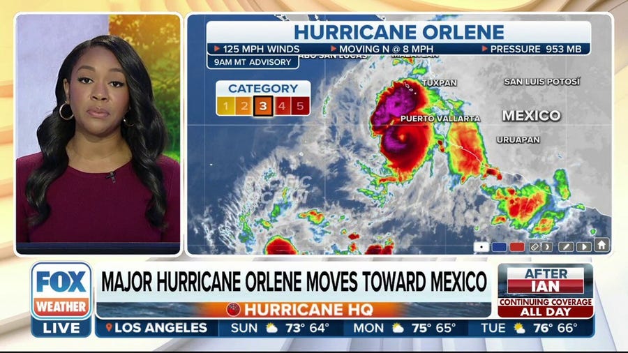 Major Hurricane Orlene spins toward Mexico