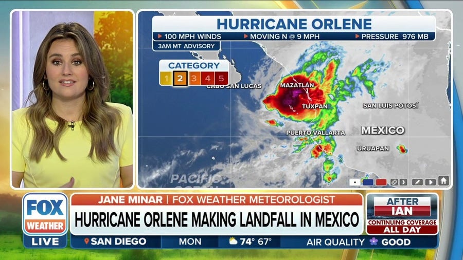 Category 2 Hurricane Orlene  expected to make landfall in Mexico sometime Monday