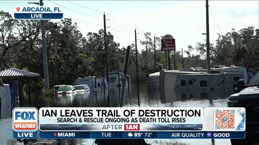 Floodwaters have yet to recede in Arcadia, Florida following Hurricane Ian
