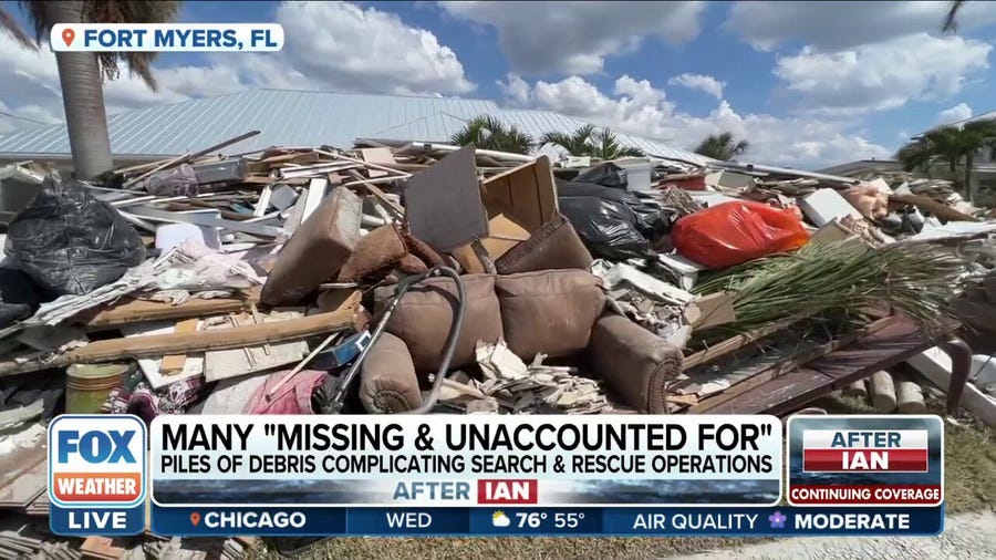 Piles of debris complicating search and rescue efforts in Florida following Ian