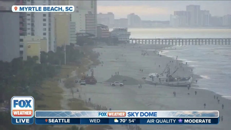 Ian beached ship refloated in Myrtle Beach
