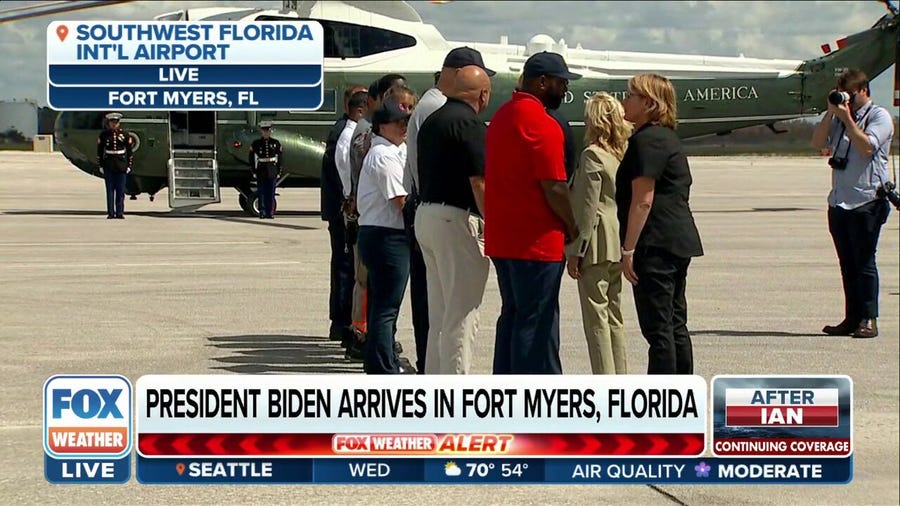 President Biden arrives in Fort Myers to survey Hurricane Ian damage