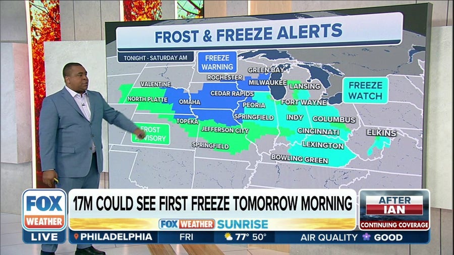 Coldest air of season bringing freeze, frost alerts across northern plains, Upper Midwest