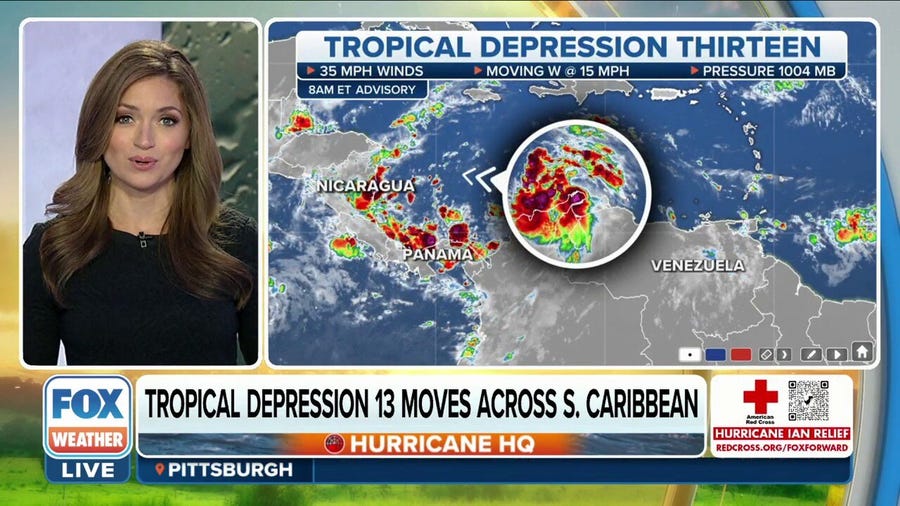 Tropical Depression 13 moving across Caribbean, expected to become 'Julia'