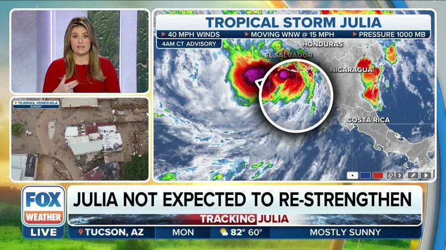 Tropical Storm Julia emerges over eastern Pacific after making landfall in Nicaragua