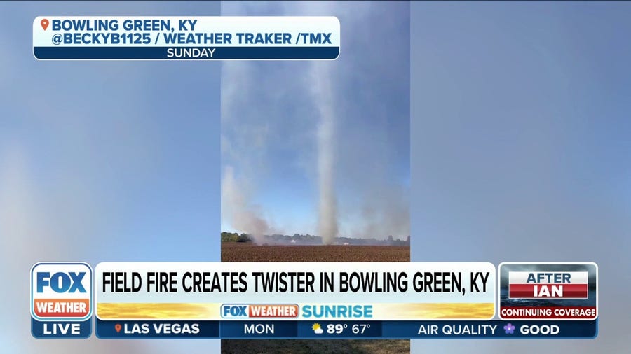Fire creates twister-like structure in Bowling Green, Kentucky