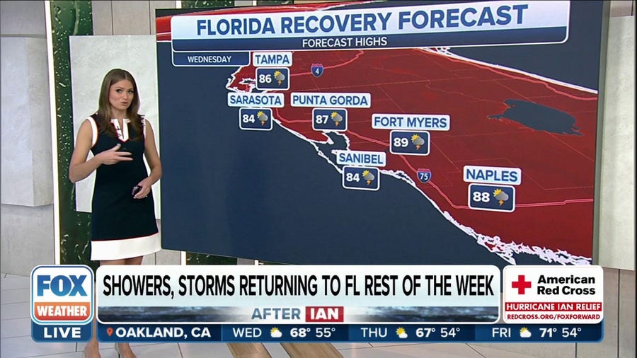 Showers and storms return to Florida complicating ongoing recovery efforts