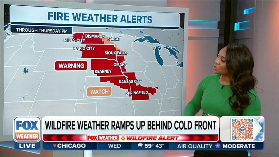 Fire weather alerts across the Plains