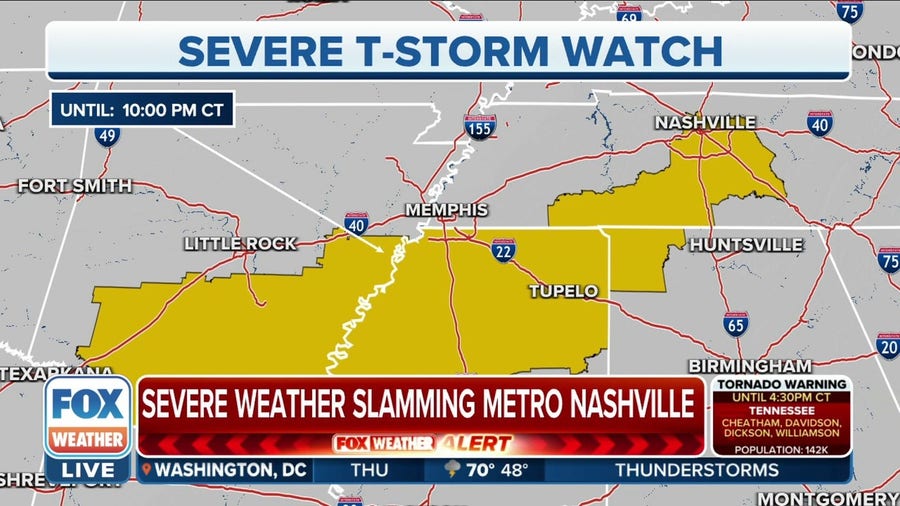 Severe Thunderstorm Watch issued for TN, MS, AR, and AL