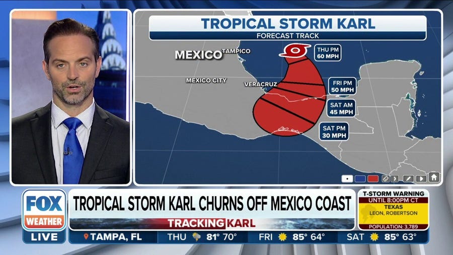 Tropical Storm Karl treks slowly towards Mexico coast
