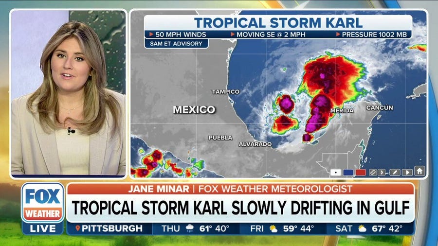 Tropical Storm Karl slowly drifting in Gulf of Mexico as it slightly weakens