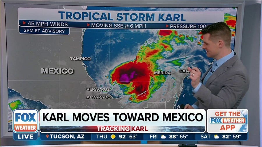 Tropical Storm Karl slowly moving towards coast of Mexico