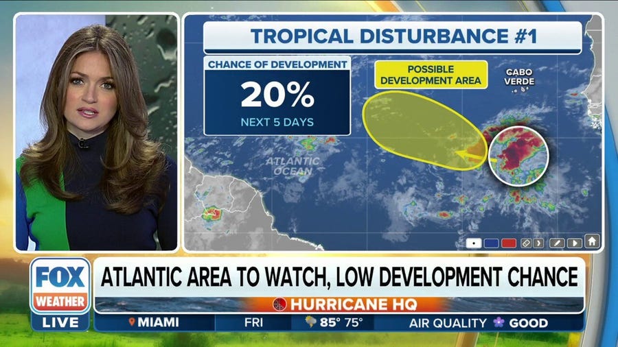Monitoring tropical disturbance in Atlantic, low chance of development