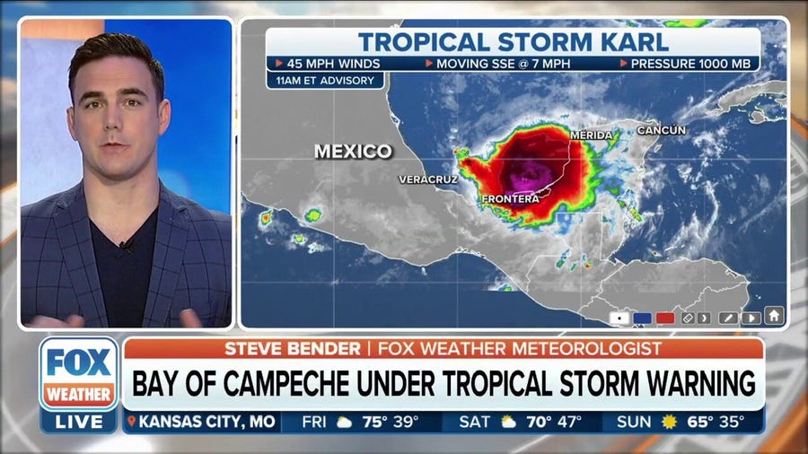 Tropical Storm Karl slightly strengthens as landfall is expected overnight in Mexico