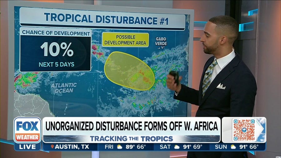Development chances for tropical disturbance off coast of Africa decreases