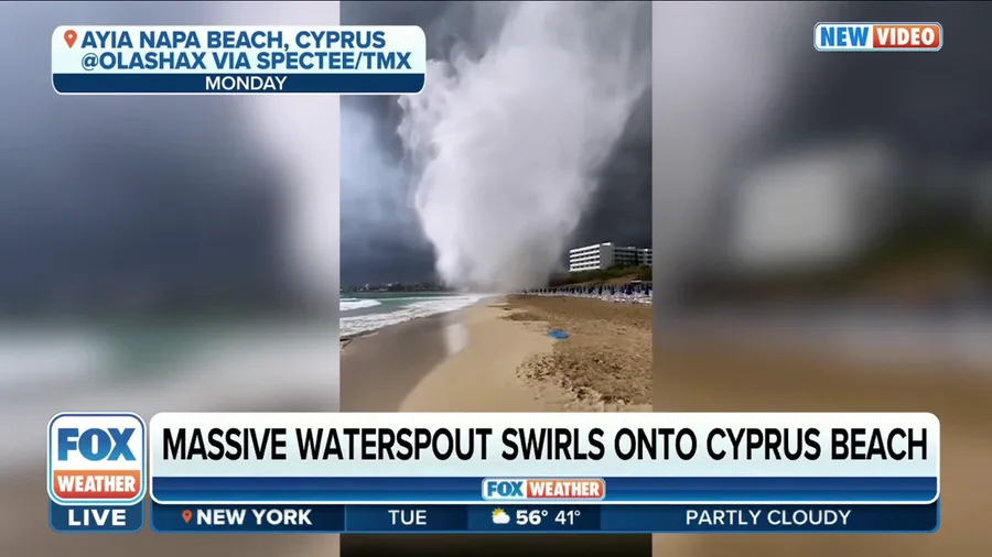 Watch: Massive waterspout swirls onto Cyprus Beach