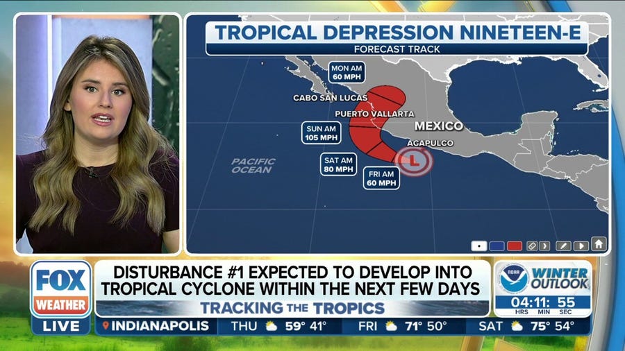 Tropical Depression 19-E expected to intensify into hurricane before landfall in Mexico