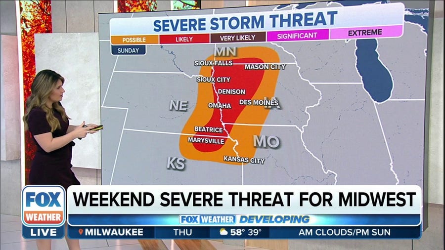 Severe storms with damaging wind gusts threaten parts of Midwest this weekend