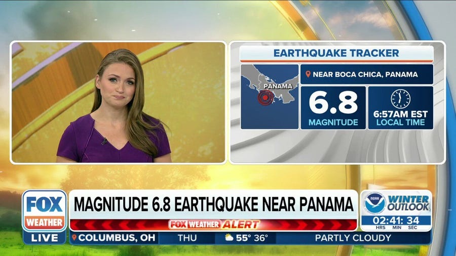 Magnitude 6.8 earthquake recorded off coast of Panama
