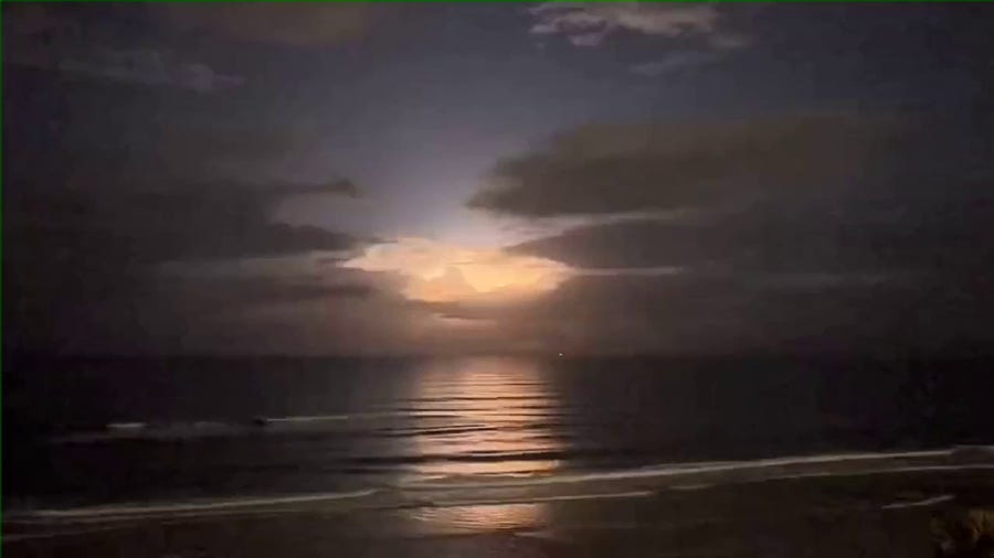 Lightning flashes over the shores of Daytona Beach