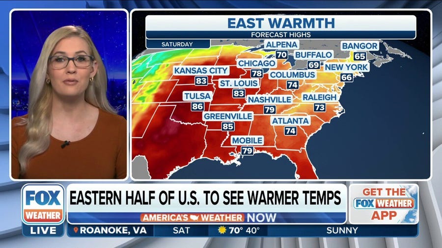 Warmer temperatures ahead for eastern US