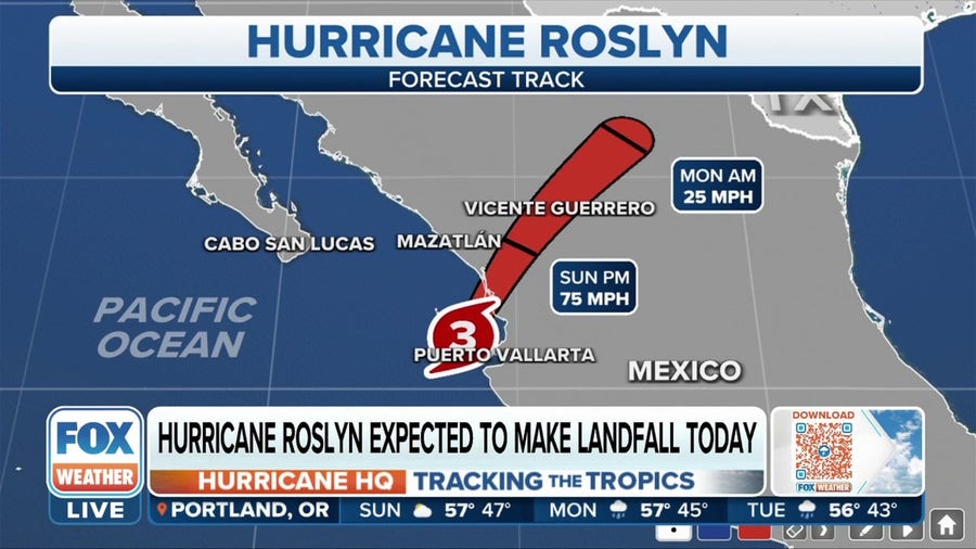 Hurricane Roslyn approaches Mexican coast as a powerful Category 3 storm