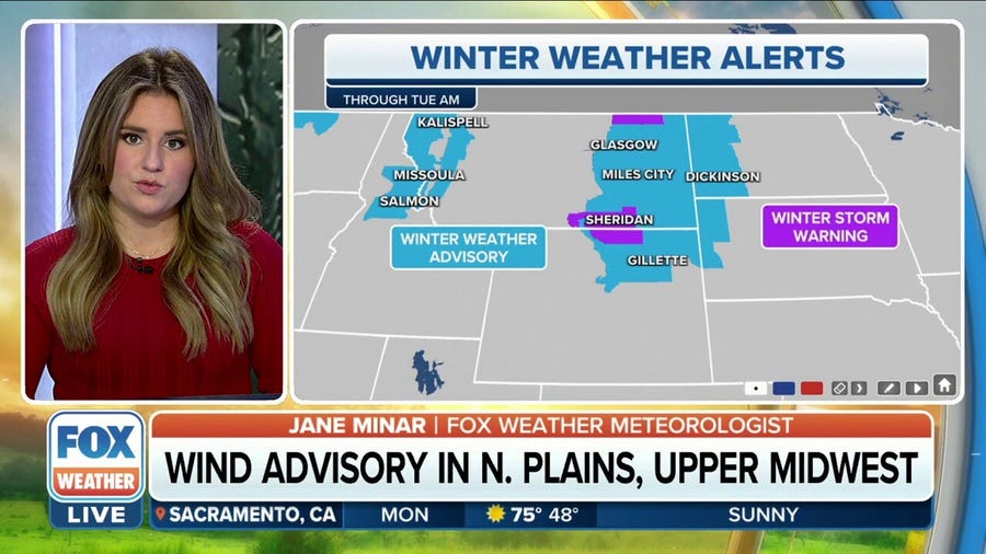 Winter Weather Alerts in place for parts of Northern Plains through Tuesday