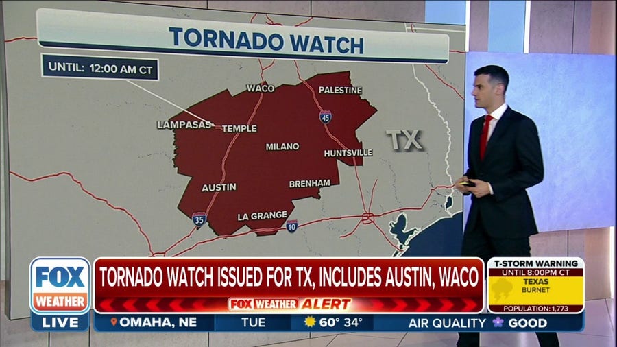 Tornado Watch issued for parts of Central Texas