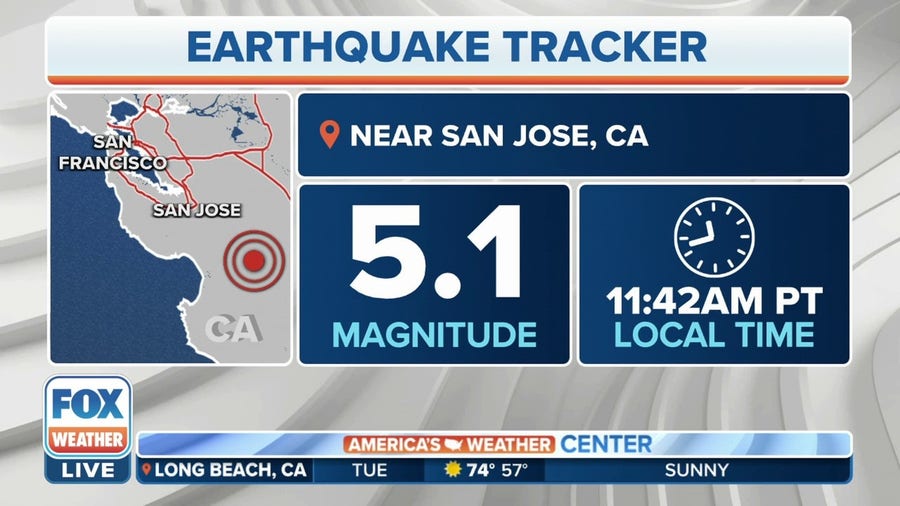 Magnitude 5.1 earthquake detected near San Jose, California