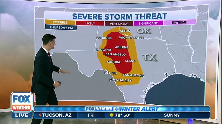 Severe storms likely for parts of Texas on Thursday night