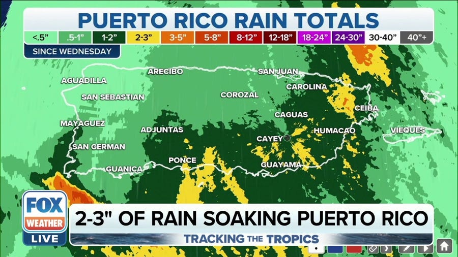 Tropical disturbance soaking Puerto Rico with rain