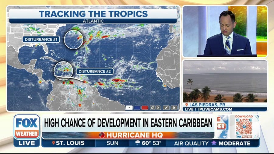 FOX Forecast Center tracking two tropical disturbances in the Atlantic, Caribbean