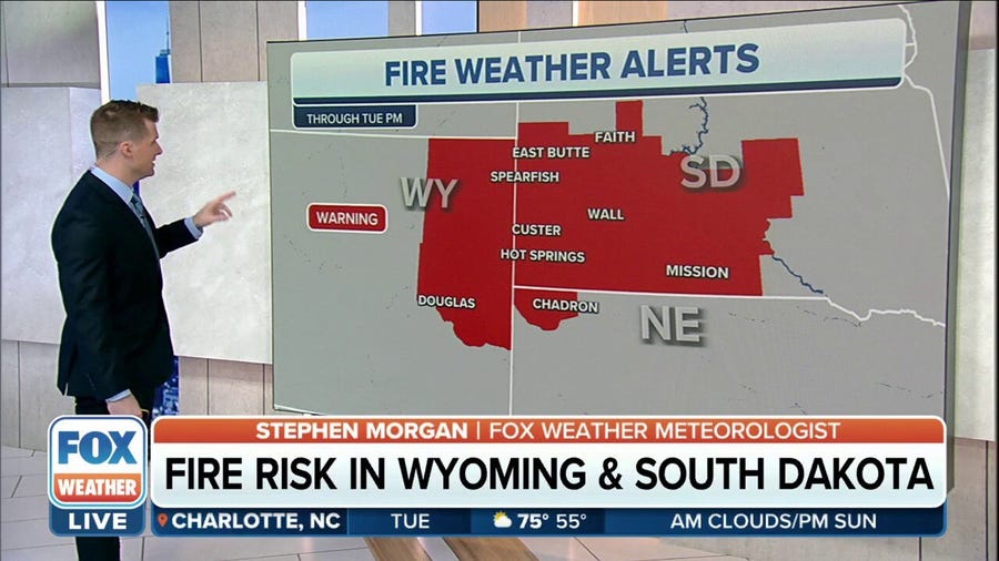 Elevated fire risk for Plains on Tuesday
