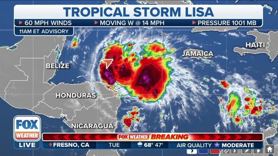 Tropical Storm Lisa gradually strengthening