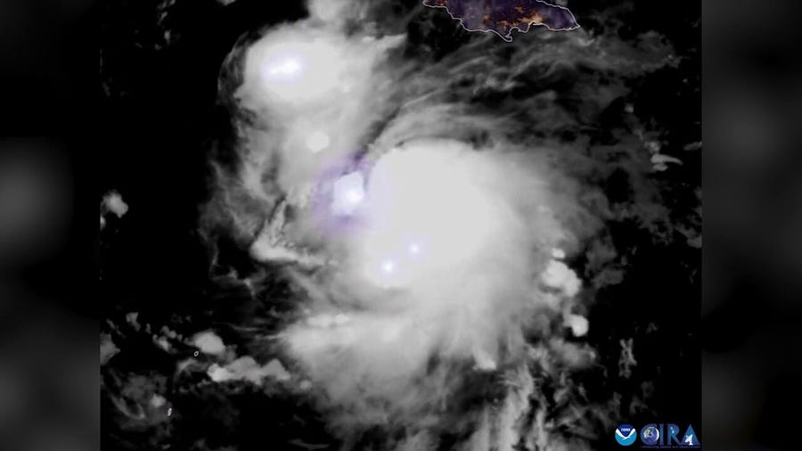 Satellite images show lightning from Tropical Storm Lisa