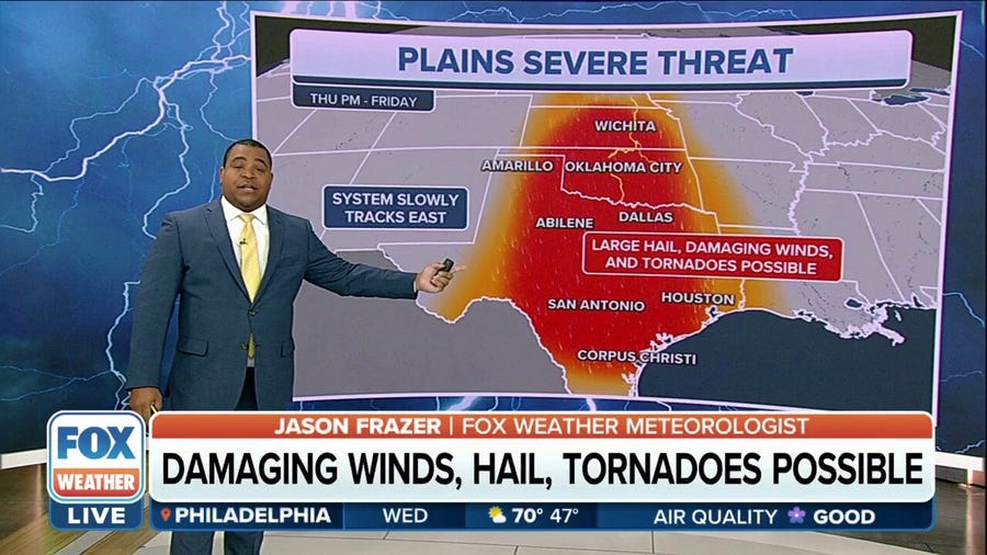 Severe threat looms as damaging winds, hail, tornaodes possible across Plains