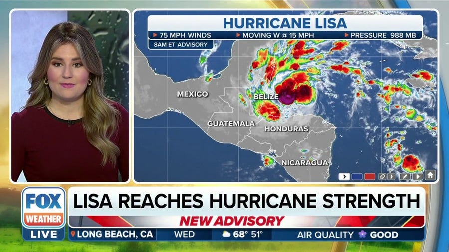 Lisa strengthens into hurricane as it heads toward Belize