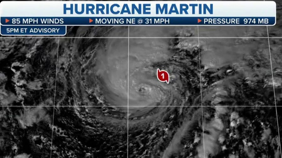 Hurricane Martin strengthens in Atlantic
