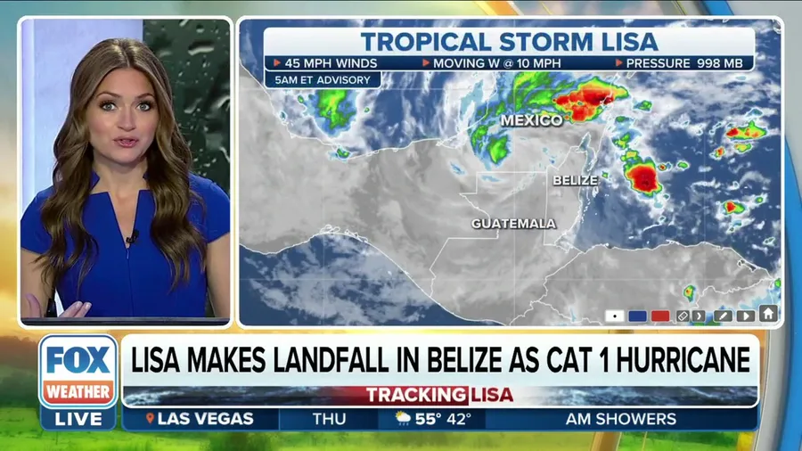 Tropical Storm Lisa weakening after making landfall in Belize as Category 1 hurricane