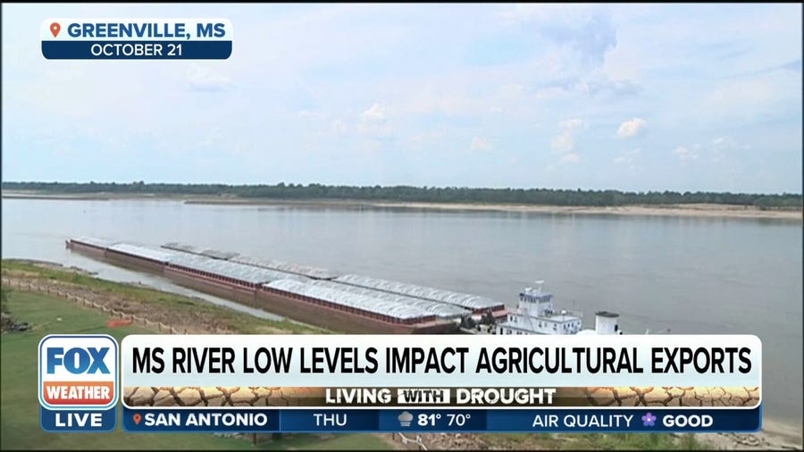 Drought drives Mississippi River to historic low levels, impacting agricultural exports