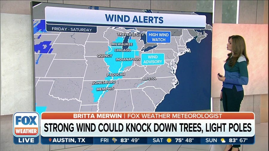 Upper Midwest could see wind gusts up to 60 mph as strong winds push through