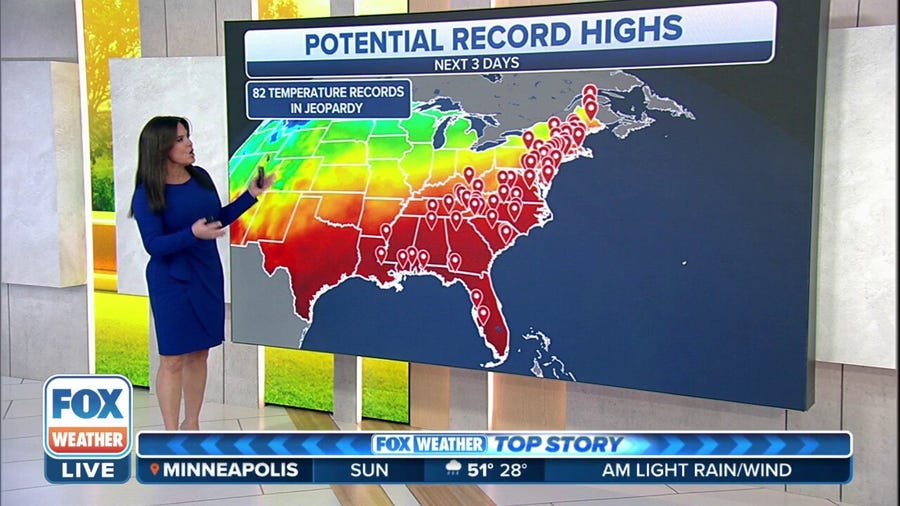Record high temperatures possible across the East Coast over the next few days